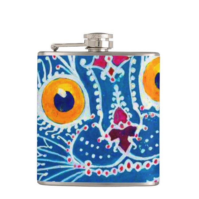 Blue Gothic Cat Hip Flask (Front)