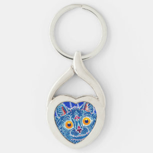Blue Gothic Cat Key Ring