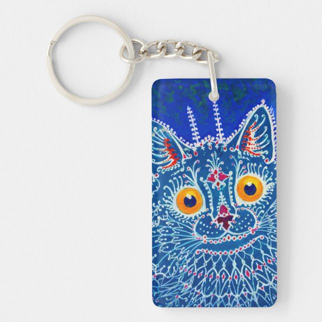 Blue Gothic Cat Key Ring (Front)