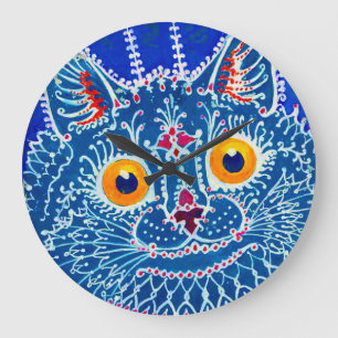 Blue Gothic Cat Large Clock