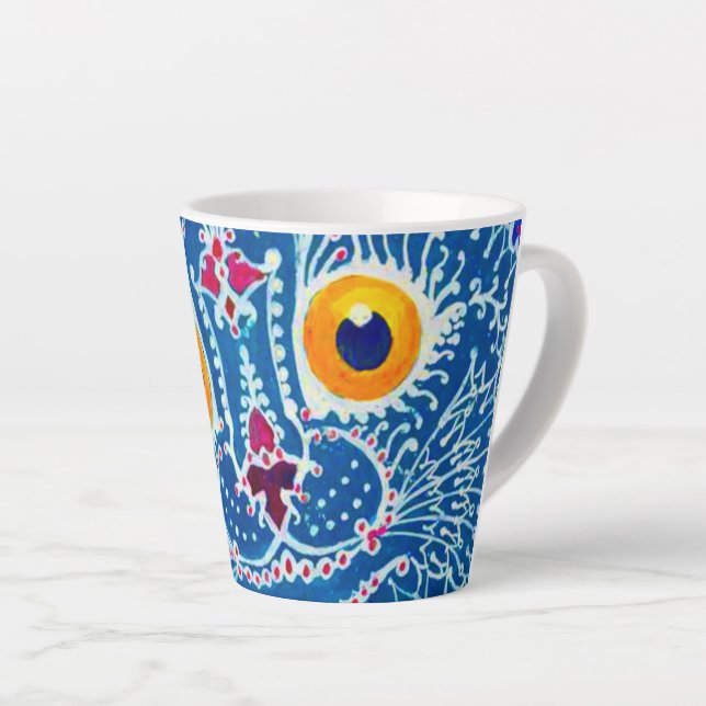 Blue Gothic Cat Latte Mug (Right Angle)