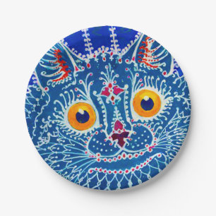 Blue Gothic Cat Paper Plate