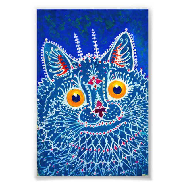 Blue Gothic Cat Photo Print (Front)