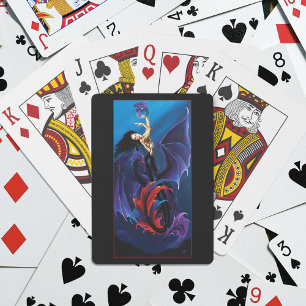 Blue Gothic Dragons Mermaid Fantasy Purple Playing Cards