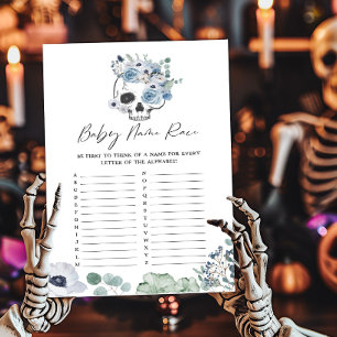 Blue Gothic Floral Skull Baby Name Race Game
