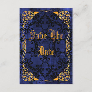Blue Gothic & Gold Framed 45th Save The Date
