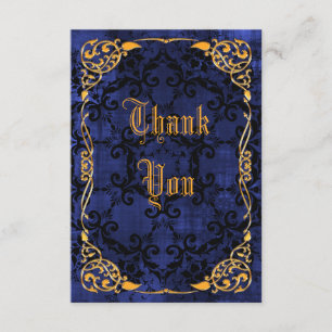 Blue Gothic & Gold Framed Birthday Thank You