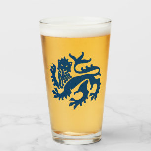 Blue Gothic Revival Lion Glass