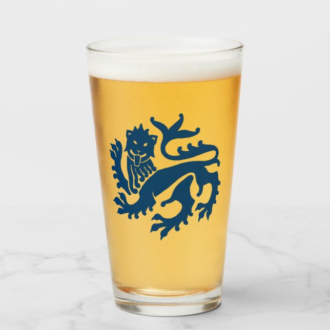 Blue Gothic Revival Lion Glass (Front Filled)