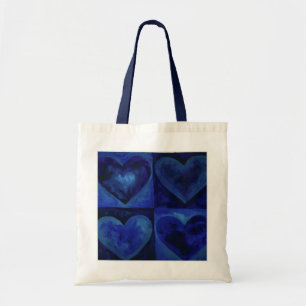 Blue Gouache Abstract Hearts Tote Bag