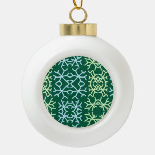 Blue gr snow flakes Christmas pattern snow pattern Ceramic Ball Christmas Ornament