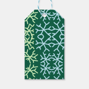 Blue gr snow flakes Christmas pattern snow pattern Gift Tags