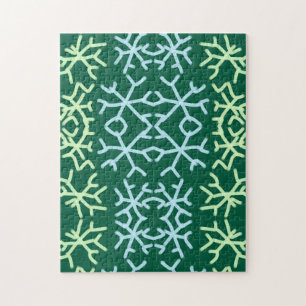 Blue gr snow flakes Christmas pattern snow pattern Jigsaw Puzzle