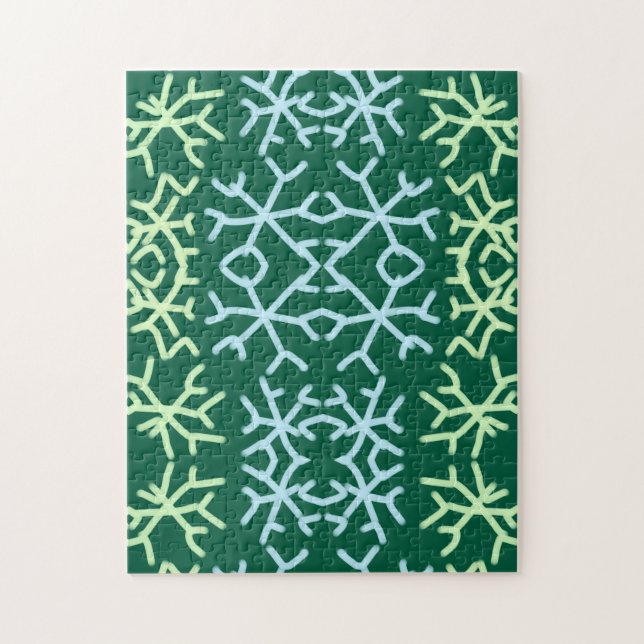 Blue gr snow flakes Christmas pattern snow pattern Jigsaw Puzzle (Vertical)