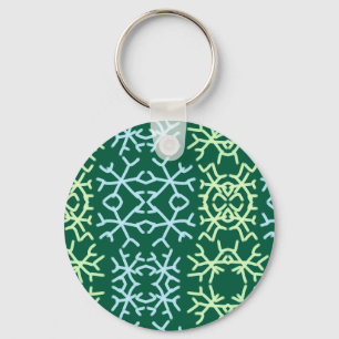 Blue gr snow flakes Christmas pattern snow pattern Key Ring