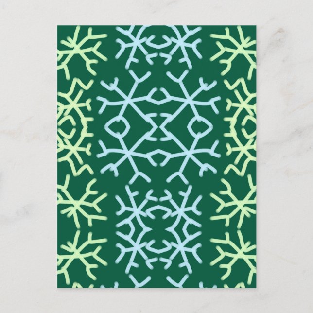 Blue gr snow flakes Christmas pattern snow pattern Postcard (Front)