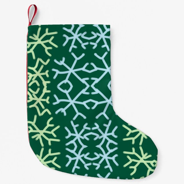 Blue gr snow flakes Christmas pattern snow pattern Small Christmas Stocking (Front)