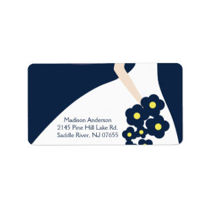 Blue Graceful Bride Return Address Label