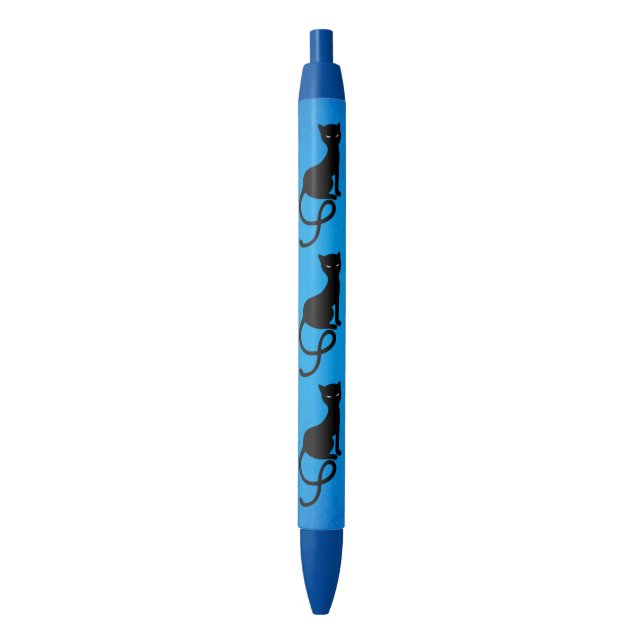Blue Gracious Evil Black Cat Ink Pen (Front Vertical)