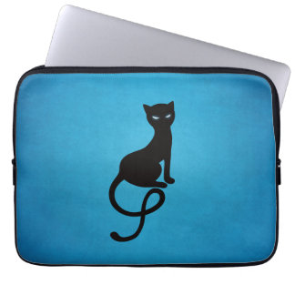 Blue Gracious Evil Black Cat Laptop Sleeve