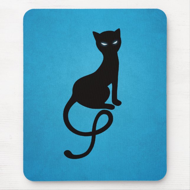 Blue Gracious Evil Black Cat Mouse Mat (Front)