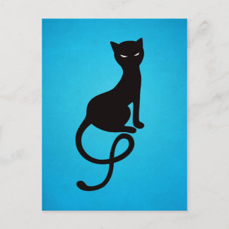 Blue Gracious Evil Black Cat Postcard