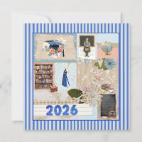 Blue Grad 2026, Girl, Cap, Tassel, Bookcase, Globe