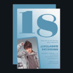 Blue gradient 18th birthday invitations Boy Photo<br><div class="desc">blue gradient 18th birthday invitations for him Retro Photo</div>
