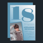 Blue gradient 18th birthday invitations Boy Photo<br><div class="desc">blue gradient 18th birthday invitations for him Retro Photo</div>