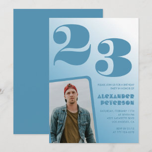 Blue gradient 23rd birthday invitations Him Photo