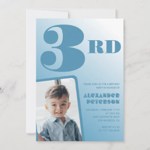 Blue Gradient 3rd birthday invitations Photo