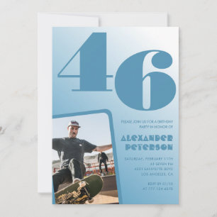 Blue gradient 46th birthday invitations Men Photo