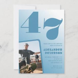 Blue gradient 47th birthday invitations Men Photo