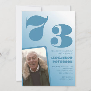 Blue gradient 73rd birthday invitations Men Photo