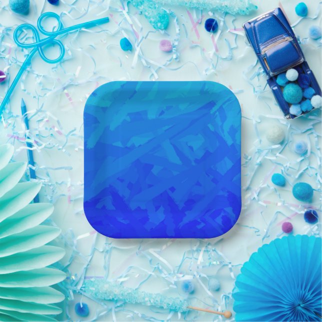 Blue Gradient Abstract  Paper Plate (Party)