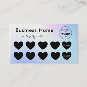 Blue Gradient Add Your Logo Discount Minimal Girly Loyalty Card