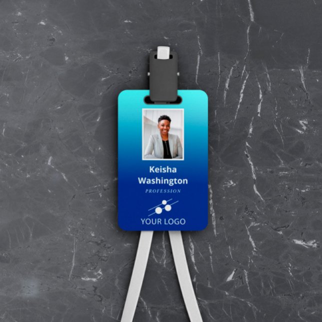 Blue Gradient Add Your Logo Employee ID ID Badge (Creator Uploaded)
