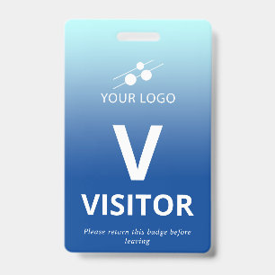 Blue Gradient Add Your Logo Visitor ID Badge