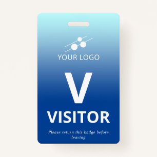 Blue Gradient Add Your Logo Visitor ID Badge