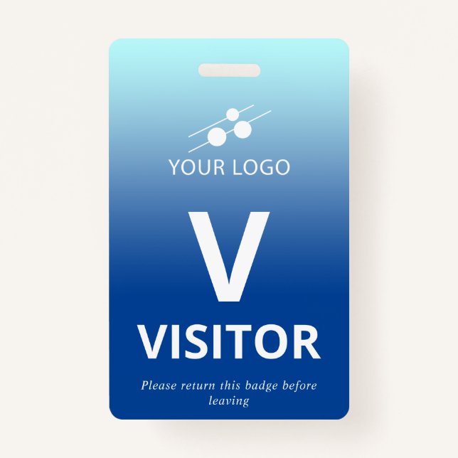 Blue Gradient Add Your Logo Visitor ID Badge (Front)