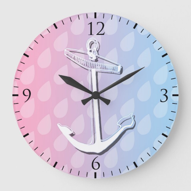 Blue Gradient Anchor Illustration Large Clock (Front)