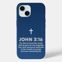 Blue Gradient Bible Verse Quote John 3:16 Cross