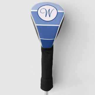 Blue Gradient Block Modern Monogram Golf Head Cover