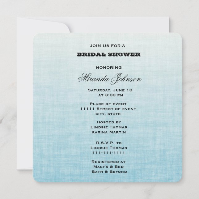 Blue Gradient Bridal Shower Invitation (Front)