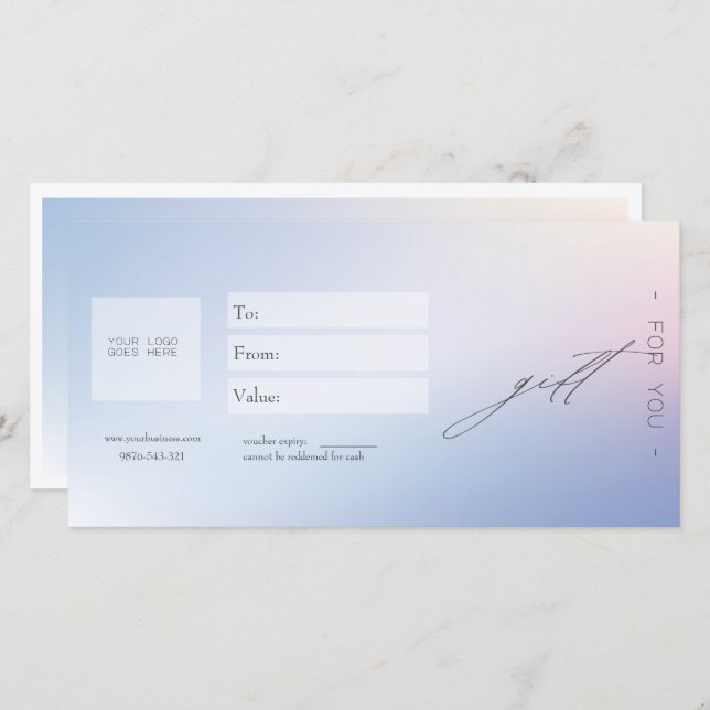 Blue Gradient Business Gift Certificate Card (Front/Back)
