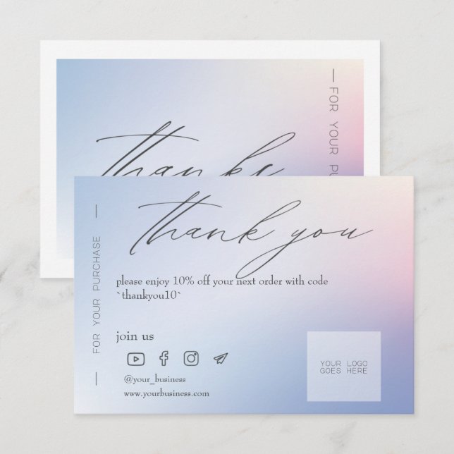 Blue Gradient Business Thank You Discount Card (Front/Back)
