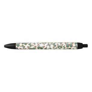 Blue Gradient Butterfly Pattern Black Ink Pen