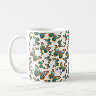 Blue Gradient Butterfly Pattern Coffee Mug