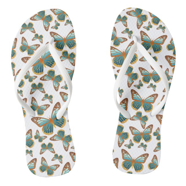 Blue Gradient Butterfly Pattern Flip Flops (Footbed)
