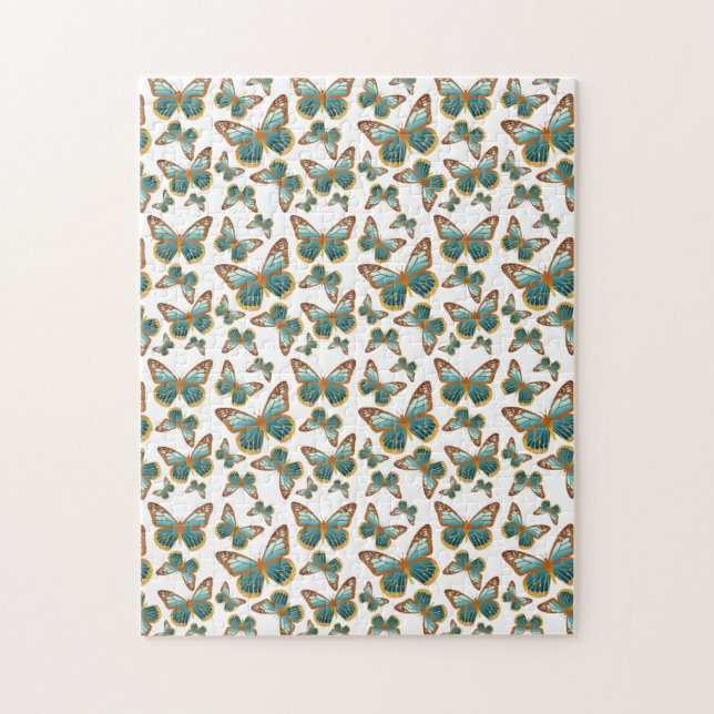 Blue Gradient Butterfly Pattern Jigsaw Puzzle (Vertical)
